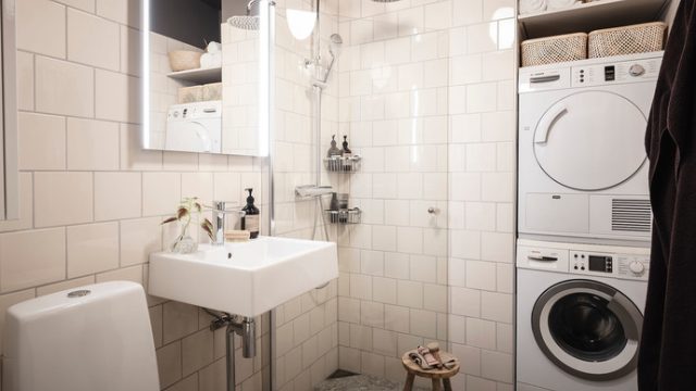 Pehmete, neutraalsete toonidega vannituba